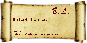Balogh Lantos névjegykártya